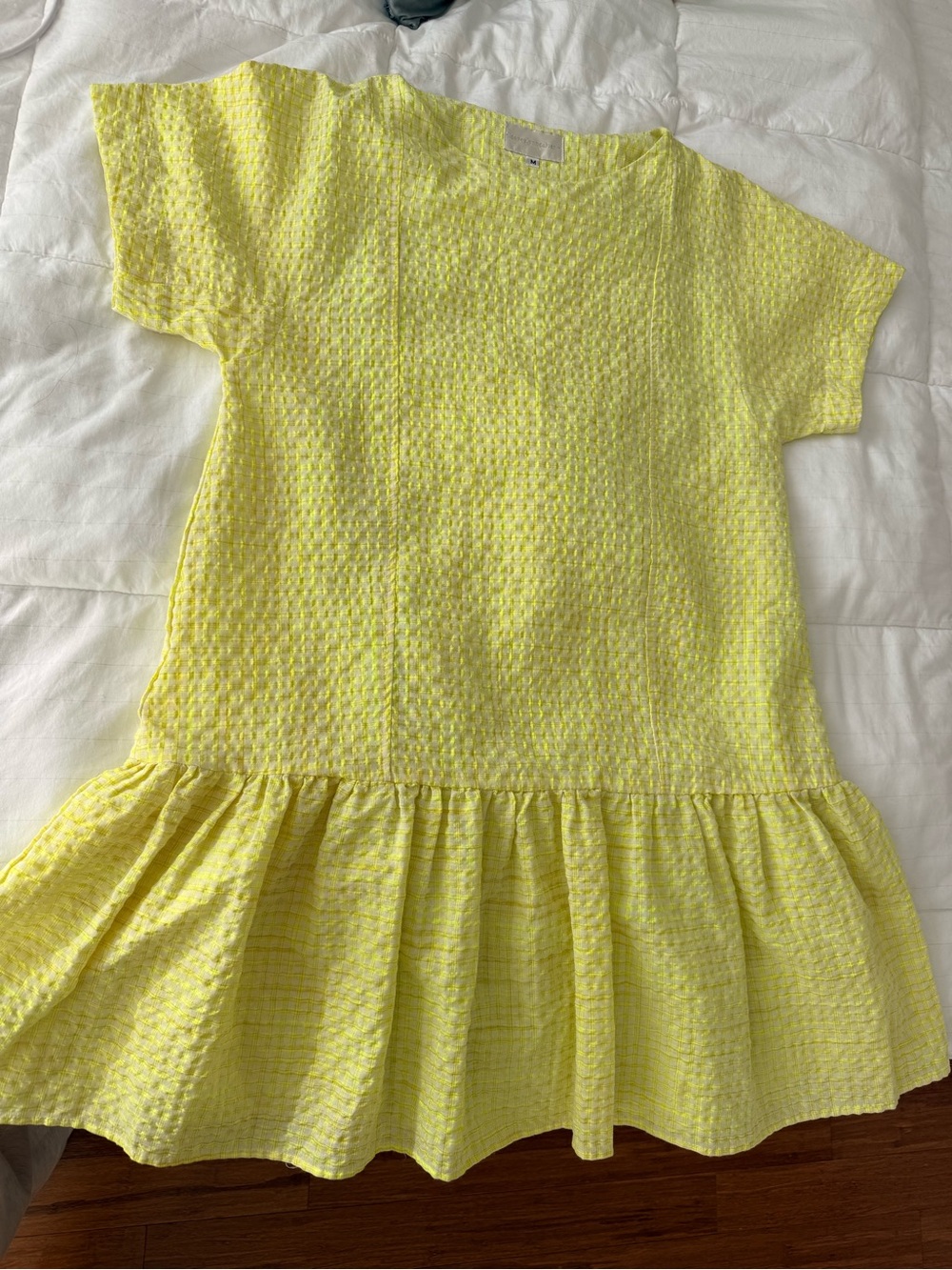 Corey Lynn Calter Yellow Textured Drop-Waist Dress - Picture 3 of 11
